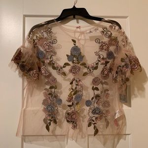 Tulle Embroidered Disney Blouse NWT